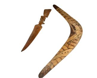 Australian Aboriginal Boomerang & Tiki Adze