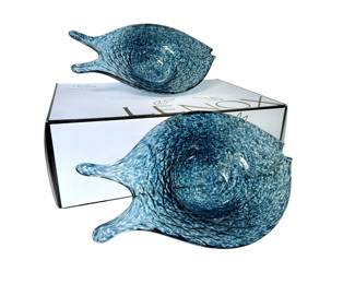 Lenox Blue Blown Glass Fish Bowls