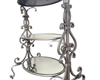Mirrored Tiered Silver Side Table