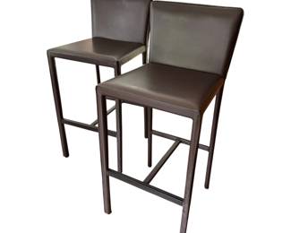 Italian Leather Bar Height Bar Stools