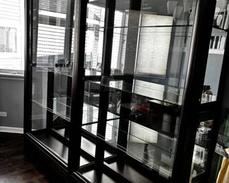 PAIR OF BEAUTIFUL SLIDING GLASS DOOR CURIO CABINETS