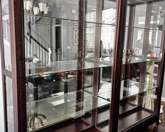 PAIR OF BEAUTIFUL SLIDING GLASS DOOR CURIO CABINETS