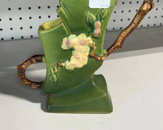 Roseville Pottery Apple Blossom Fan Vase 373-7