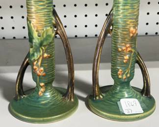 Roseville Pottery Bushberry Bud Vases 152-7
