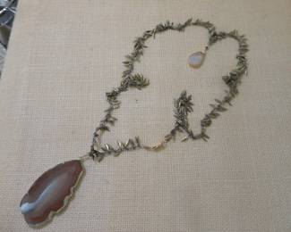 Large Polished Agate Slice Pendant