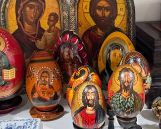 Orthodox Christianity wood eggs, plaques