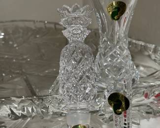 Waterford crystal wine stopper, vase, baby's First Christmas, Number 1 first birthday numeral