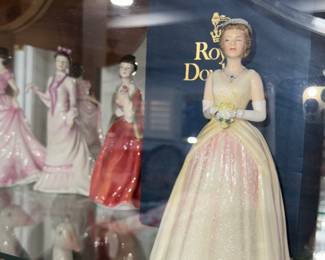 Queen Elizabeth Royal Doulton figures, one new in box and one without box