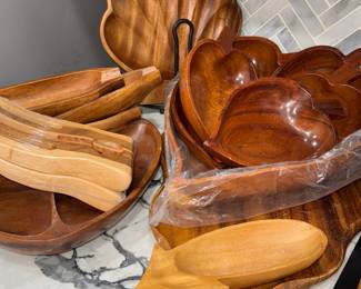 Vintage Monkey Pod serving bowls and dishes