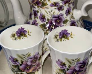 Violets, Pansy Tea Pot Cups set