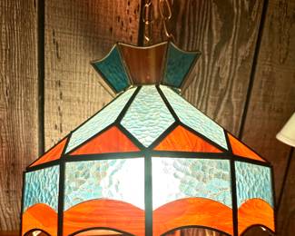 Hanging slag glass lamp