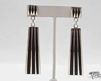 545 Handmade Native American Sterling Silver Dangle Earrings, 27g