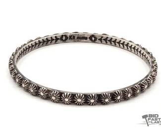 457 Handmade Native American Sterling Silver Star Bangle, 26g