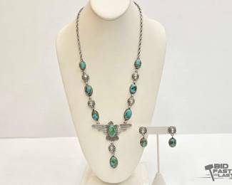 270 Russell Sam Handmade Sterling Silver Turquoise Set, 83.70g