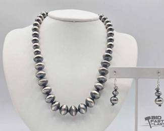 505 Handmade Native American Sterling Silver Pawn Bead Set, 47g