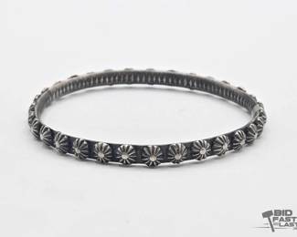 387 Handmade Native American Sterling Silver Bangle, 28.18g