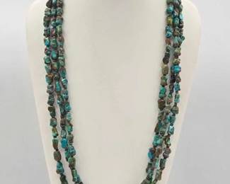225 Native American Three Strand Turquoise Necklace with Sterling Silver Clasp