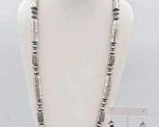 520 Handmade Native American Sterling Silver Navajo Bead Set, 91g