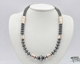565 Handmade Sterling Silver Pawn Bead Necklace, 55g