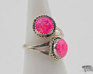585 Native American Sterling Silver Pink Opal Ring, 3g