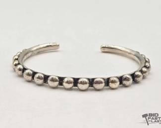 402 Handmade Native American Sterling Silver Studded Cuff, 32g