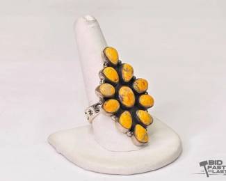 655 Handmade Nizhoni Bumble Bee Sterling Silver Ring, 17.23g