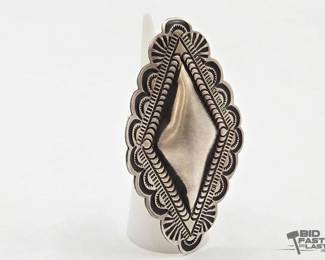 527 Handmade Native American Sterling Silver Concho Ring with Adjustable Band, 25g