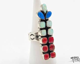 335 Sterling Silver Patriotic Ring, 13g