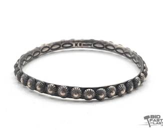 555 Handmade Native American Sterling Silver Star Bangle, 29g