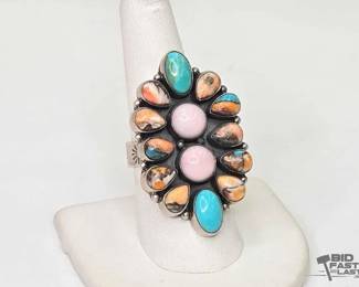 650 Handmade Nizhoni MultiStone Sterling Silver Ring, 16.45g