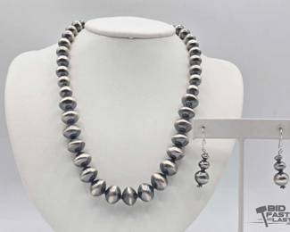 465 Handmade Native American Sterling Silver Pawn Bead Set, 44g