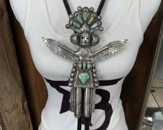 250 Handmade Native American Sterling Silver Kachina Bolo