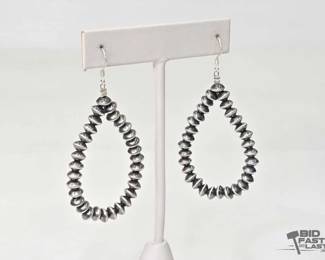 665 Sterling Silver Navajo Pearl Earrings, 9.00g