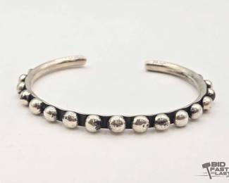 482 Handmade Native American Sterling Silver Studded Cuff, 30g