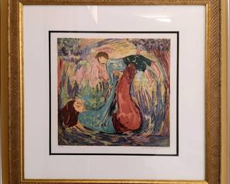 Framed, limited edition serigraph print by artist Barbara A. Wood.