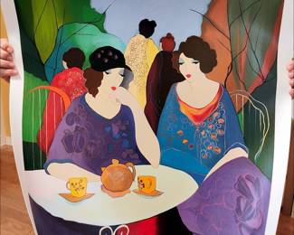 A serigraph titled "Avery & Alyssa" by the Israeli artist Itzchak Tarkay.