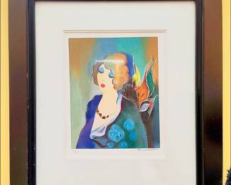 Framed limited edition serigraph on canvas, "Holiday Eve", hand-embellished and signed by Itzchak Tarkay.