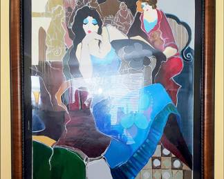 Large Framed Print titled "Suzanne" by Israeli artist Itzchak Tarkay.