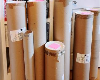 Tubes containing unframed art. There is lots. There are multiple pieces in each tube.