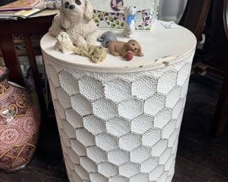 Metal Side Table and dog figurines