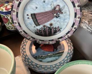 Folkart Angel Plates Set of 4