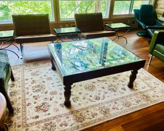 Hand woven Tabriz style rug.