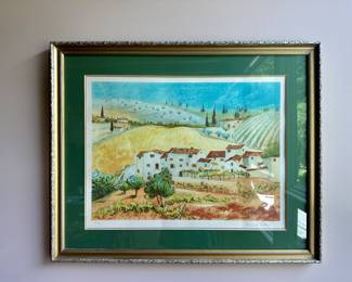 "Village dans les vignes" by Marie de Valon.  Signed and numbered.