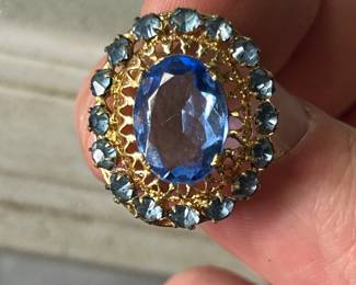 Blue and gold brooch
