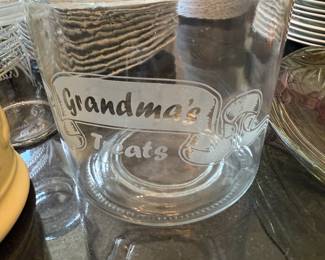 Etched Glass Cookie Jar