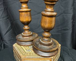 Vintage wood candlesticks.