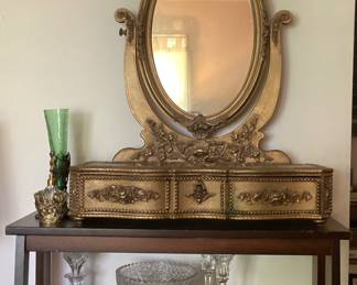 Gilt Vanity Mirror w/ Drawer