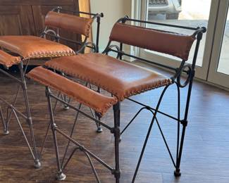 Pair of leather barstools