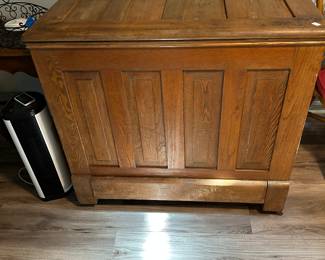 Antique old oak icebox top loading