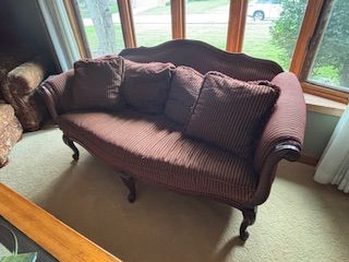French curvy wood frame
Formal sofa Ethan Allen
